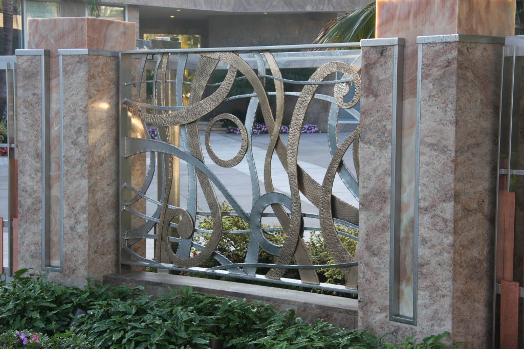 Forged and Polished stainless and brass fence panel